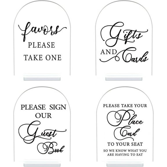 4Pcs 5x7 Inch Acrylic Wedding Signs with Stands Clear Acrylic Wedding Reception Signs Please Sign Our Guestbook Sign Cards and Gifts Sign