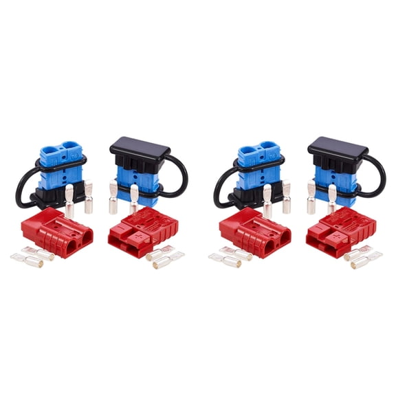 4Pcs 6-12 AWG 50A Battery Power Connector Cable Quick Connect Disconnect Kit for Connector for Winch Trailer