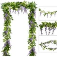thumbnail image 1 of 4Pcs 6.6Ft/Piece Artificial Flowers Silk Wisteria Garland-Artificial Wisteria Vine Rattan Silk Hanging Flower for Home Garden Outdoor Ceremony Wedding Arch Floral Decor (White), 1 of 5