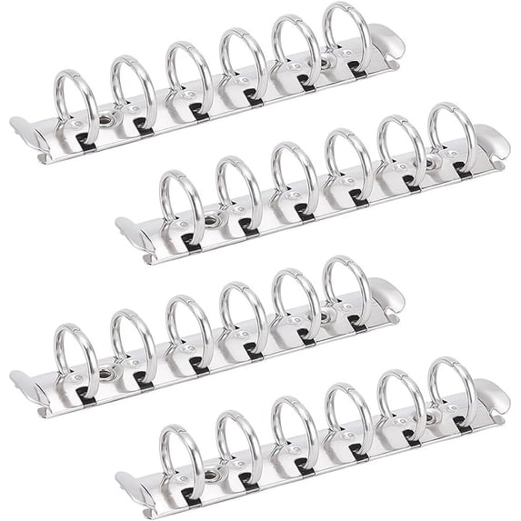 4Pcs 6 Holes A7 Ring Binder Mechanism Replacement Kit with Screws Stainless Steel Colour Metal Loose-Leaf Binder Mechanism Spine Comb for Loose-Leaf Notebook Binder Planner