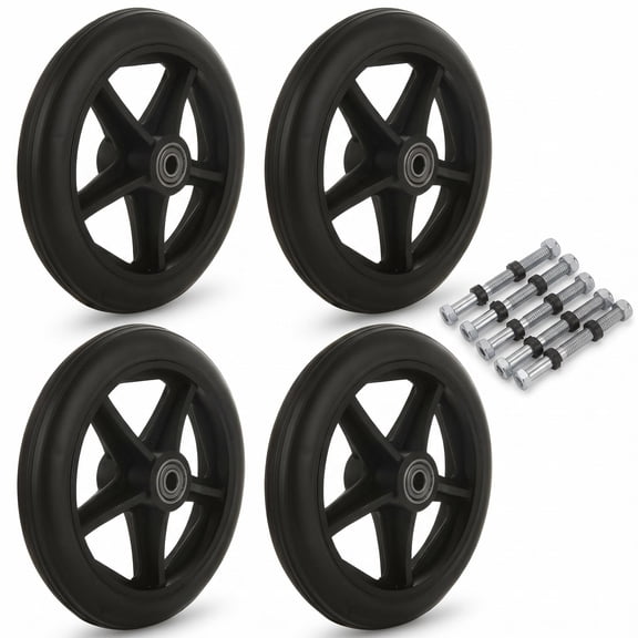 4Pcs 6 Inch Walker Wheels Replacement, Wheelchair Front Wheels with 4 Axles, Rubber Rollator Replacement Wheels for Walkers Accessories, Black