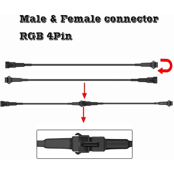 4Pcs 60in RGB LED Multi-Color Accent Light Extension Cable Wire Cord Set for LED Motorcycle ATV Car Multi-Color Neon Strip Rock Light