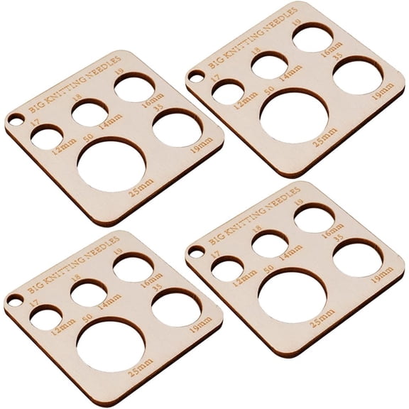 4Pcs 63MM Knitting Needle Stitch Gauge Multifunctional Wood Crochet Hook Yarn Wrap Guide Board Spinning Control Card Knitting Tool for Spinners WPI Guide Gauge Measuring Tools Accessories diy