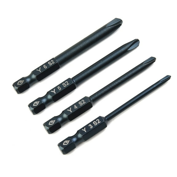 4Pcs 65Mm 1/4In Hex Shank for Tri-Wing Electric Screwdriver Bit Magnetic Set Y3-Y6