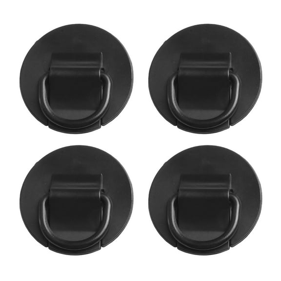 4Pcs 6Cm Circular D-Ring Pvc Patch for Inflatable Boat Kayak Dinghy Sups Black