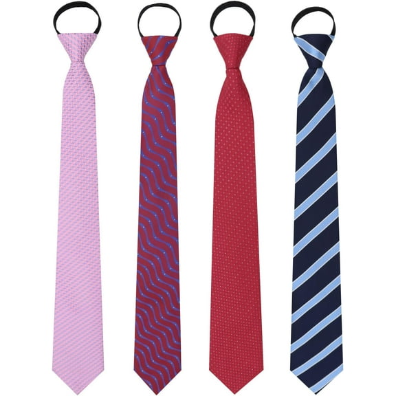 4Pcs/6Pcs 19inch Zipper Tie for Men, Tie Set for Man, Pre-Tied Adjustable Ties, Mens Neckties for Graduation Gifts