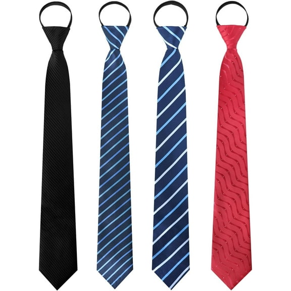 4Pcs/6Pcs 19inch Zipper Tie for Men, Tie Set for Man, Pre-Tied Adjustable Ties, Mens Neckties for Graduation Gifts