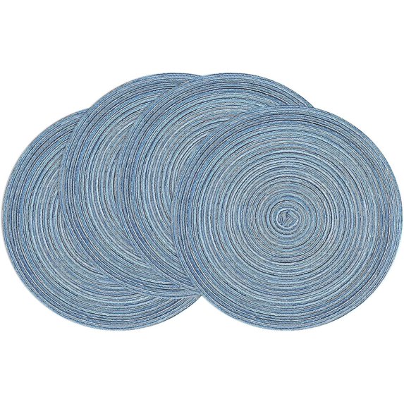 4Pcs/6Pcs/8Pcs Round Braided Placemats Washable Cotton Polyester Round Placemats for Kitchen Dining Table Round Table Mats, 15 inch