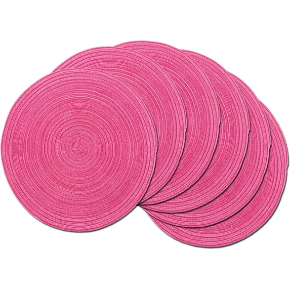 4Pcs/6Pcs/8Pcs Round Braided Placemats Washable Cotton Polyester Round Placemats for Kitchen Dining Table Round Table Mats, 15 inch