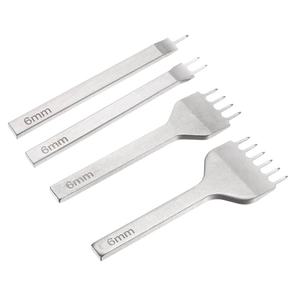 4Pcs 6mm 1/2/4/6 Prong Leather Hole Stitching Punch Tool for Hand Sewing, White