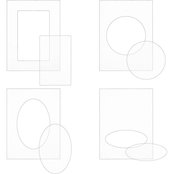 4Pcs 6x4.5inch Rectangle Frame Plastic Embossing Folders Clear Acrylic Embossing Diffuser Set for DIY Card Making Scrapbooking and Other Paper Crafts 2.8 mm Thick