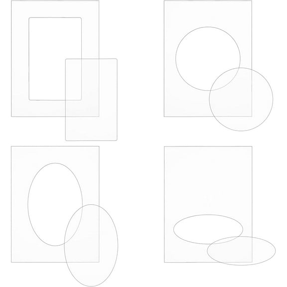 4Pcs 6x4.5inch Rectangle Frame Plastic Embossing Folders Clear Acrylic Embossing Diffuser Set for DIY Card Making Scrapbooking and Other Paper Crafts 2.8 mm Thick