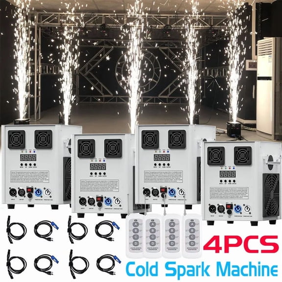 4Pcs 700W Cold Spark Firework Machine, DMX Sparkler Fountain Stage Effect Machine w/ Remote White