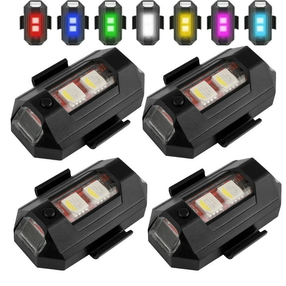 4Pcs 7Colors LED Aircraft Strobe Lights MTB Taillight Anti-collision Warning Light