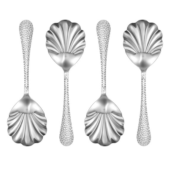 4Pcs 8.66inch Stainless Steel Shell Shape Serving Spoon Vegetable Spoon for Home Party Restaurant Buffet Dishwasher Safe