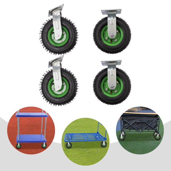 4Pcs 8" Pneumatic Air Tire Wheel 2 Rigid + 2 Swivel HD Farm Cart Caster Large