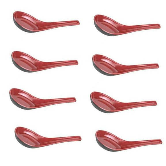 4Pcs /8Pcs Wonton Soba Rice Pho Ramen Noodle Soup Spoons, Red and Black