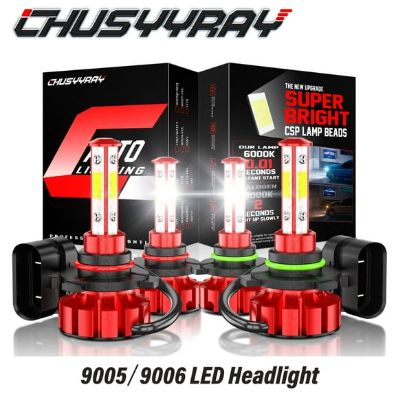 4Pcs 9005 9006 LED Headlight Combo Kit BulbS 6000k Cool White COB High Low Beam Fanless
