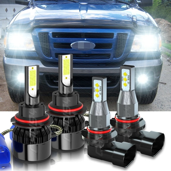4Pcs 9007 9145 LED Headlight & Fog Light Combo Bulbs For Ford F 150 1999-2003