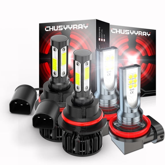 4Pcs 9007+H11 LED Bulbs Combo 9004 High Low Beam H9 Fog Light Kit High Performance