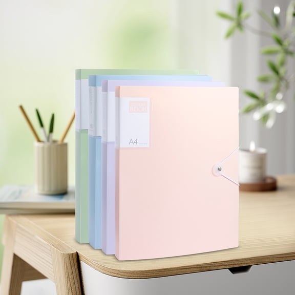 4Pcs A4 Display Books 60 Double Sided Pockets Display Book Paper Document Holder Waterproof Paper Storage Organizer Books Plastic Art Presentation Book for School Office Business 30.8x23.6cm