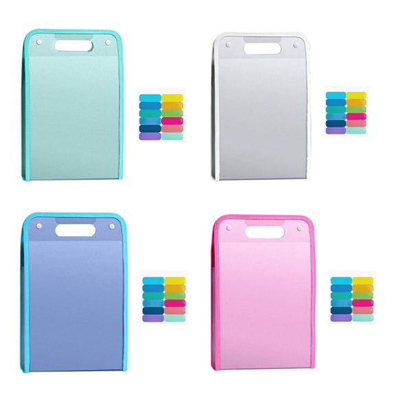 4Pcs A4 File Folders, Vertical A4 File Organizer with Handle with Portable 13 Pockets for Student, Business