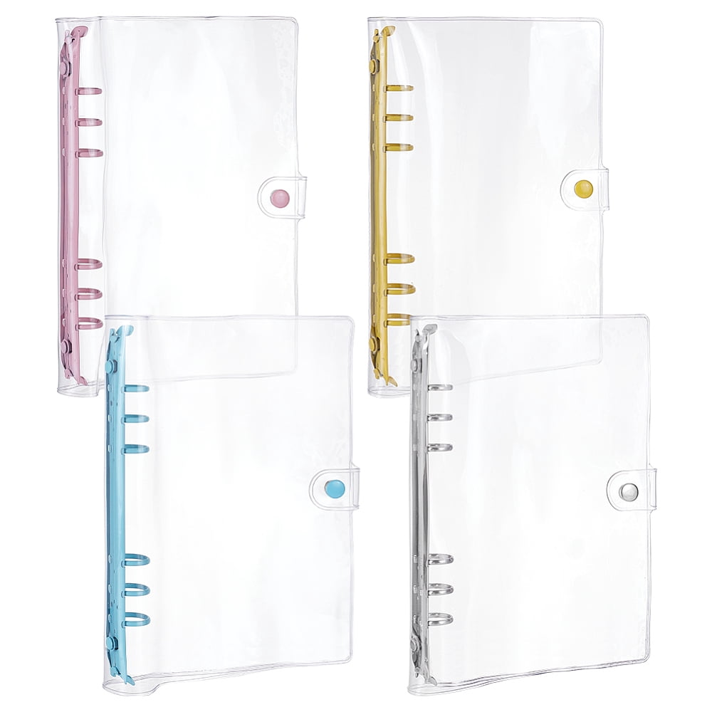 4Pcs A5 Transparent Soft PVC 6-Ring Binder Cover 4Color Soft Notebook Planner Folder PVC Covers Binder 6-Hole Binders Notebook