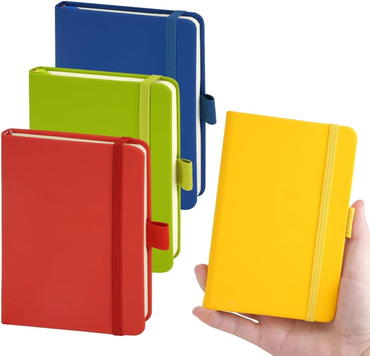 4Pcs A6 Pocket Notebook, Small Hardcover Notebook with Pen Holder, 3.7 ...