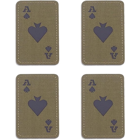 4Pcs Ace of Spades Patches Funny Embroidered Ace Card Hook and Loop Fasteners Glow in The Dark Tactical Patches for Clothes Backpacks