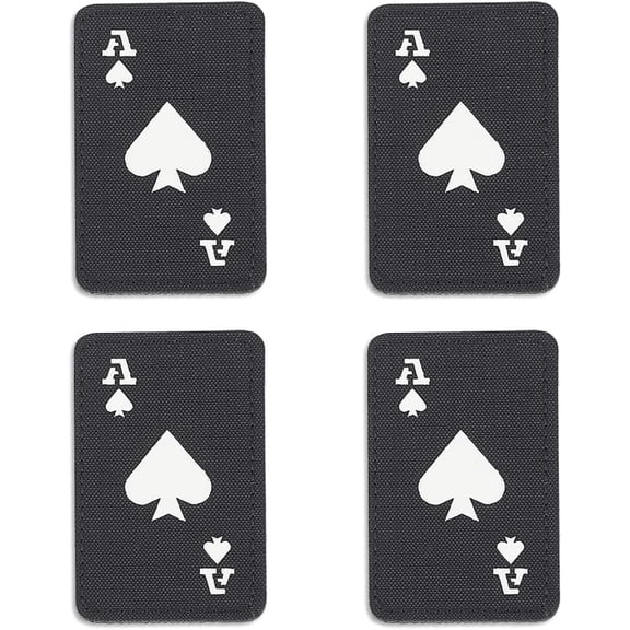 4Pcs Ace of Spades Patches Funny Embroidered Ace Card Hook and Loop Fasteners Glow in The Dark Tactical Patches for Clothes