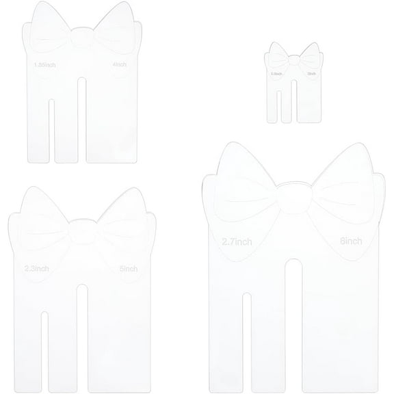 4Pcs Acrylic Bow Maker Template Bow Shape Bowknot Making Board Craft Sewing Tool for Ribbon Bow Making Hair Bows Gift Bows Crafts Making 0.9/1.85/2/2.3/2.7/4/5/6inch