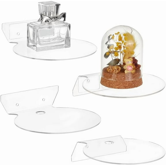 4Pcs Acrylic Floating Shelves 5" Clear Small Acrylic Wall Shelves Mini Collectibles Organizers with Adhesive and Screw Universal Shelves