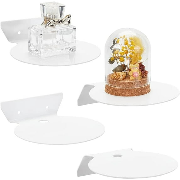 4Pcs Acrylic Floating Shelves 5" White Small Acrylic Wall Shelves Mini Collectibles Organizers with Adhesive and Screw Universal Shelves