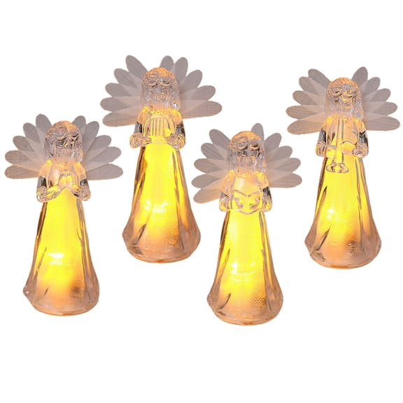 4Pcs Acrylic Illuminateds Prayer Angel LED Decorative Figurines With Transparents Construction