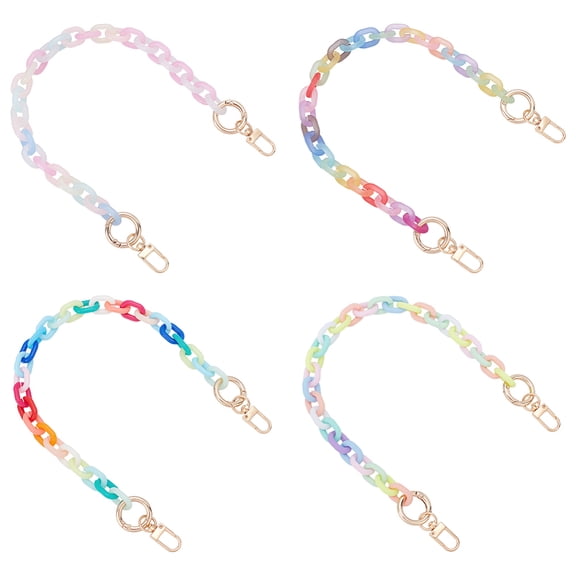 4Pcs Acrylic Link Chains Bag Extender Chains with Alloy Spring Gate Ring and Swivel Clasps Mixed Color 405mm 4pcs/set