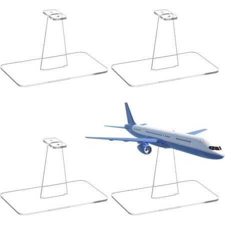 4Pcs Acrylic Model Plane Display Stand Universal Aircraft Model Plane Stand Without Airplane Detachable Display Holder Display Basements for Building Blocks Planes 3.15x5.12x3.15 Inch