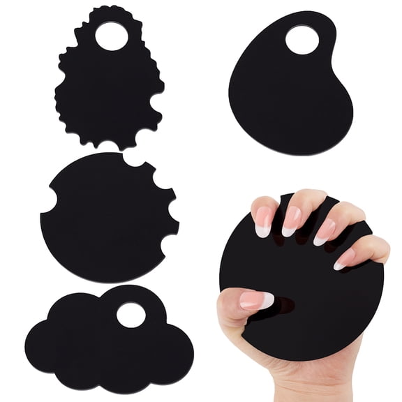 4Pcs Acrylic Nail Art Display Board Mixed Shapes Black 11x10.9x0.3cm for DIY