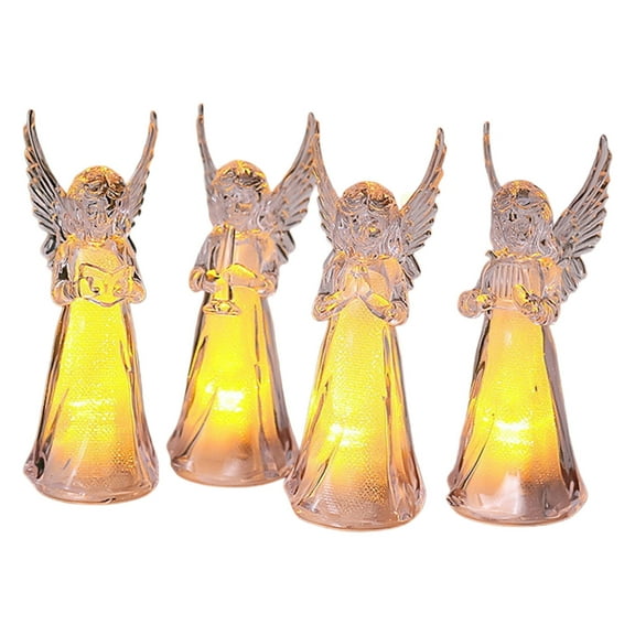 4Pcs Acrylic Prayer Angel Nightlight Sparkling Illuminateds Home Decoration