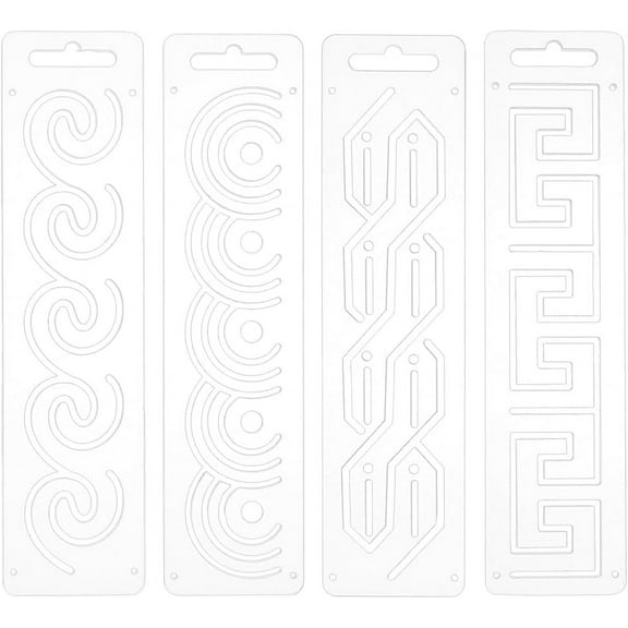 4Pcs Acrylic Sashiko Stencil 7.8x2inch Rectangle Traditional Pattern Acrylic Embroidery Tool Drawing Line Template for Hand