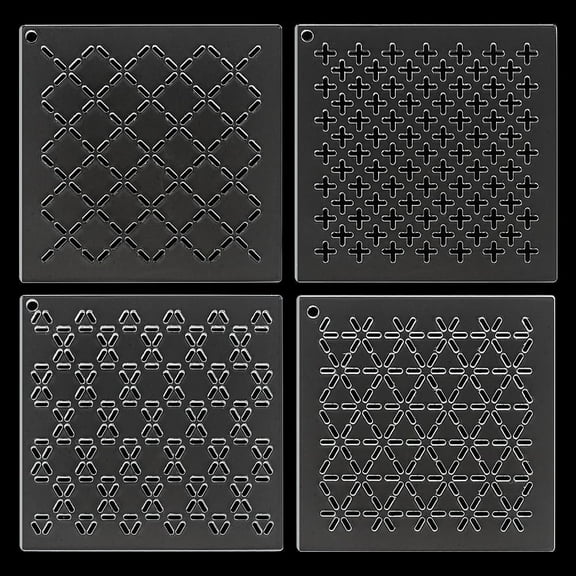 4Pcs Acrylic Sashiko Stencil Acrylic Embroidery Tool Drawing Line Template