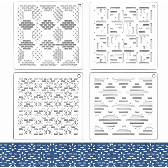 4Pcs Acrylic Sashiko Stencil Line Grid Square Embroidery Tool Drawing Line Template