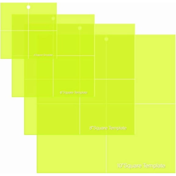4Pcs Acrylic Square Quilting Template Set 4 6 8 10 Accurate Cutting for Layer Cakes Patchwork & Quilts Long - Lasting Non - Slip Design for Sewing & Craft Creations