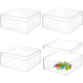4Pcs Acrylic Storage Boxes with Lids 4.7x5x2.3inch Square Storage Containers Cube Storage Display Box for Wedding Party Treats Jewelry Accessories DIY