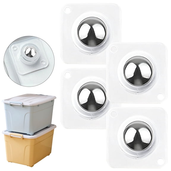4Pcs Adhesive Caster Wheels, 360° Swivel Sticky Appliance Rollers, 4 Sizes Option Small Casters for Storage Box, Kitchen Appliance Sticky Pulley, Single-Bead Swivel Wheels, Adhesive Casters,Clear S