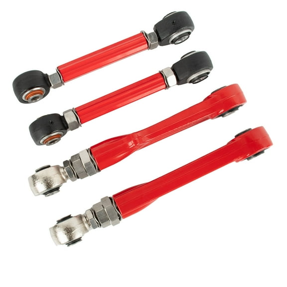 4Pcs Adjustable Aluminum Rear Camber Arm +Toe Angle Arm Fit Tesla Model S/X Red