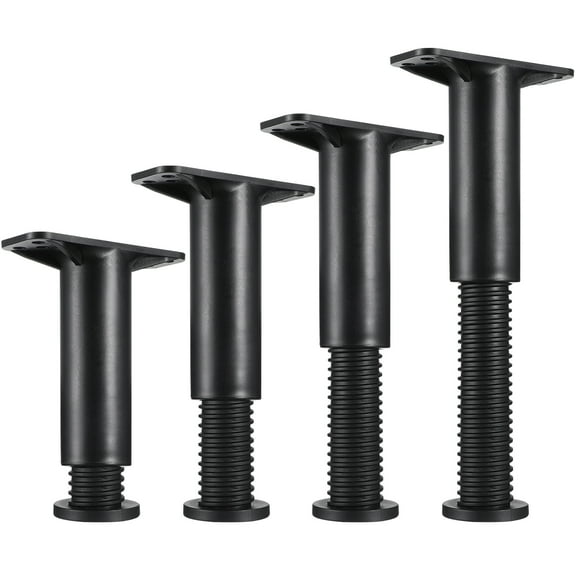 Supvox 4Pcs Bed Legs Replacement Black Furniture Support Adjustable Height for Indoor Use