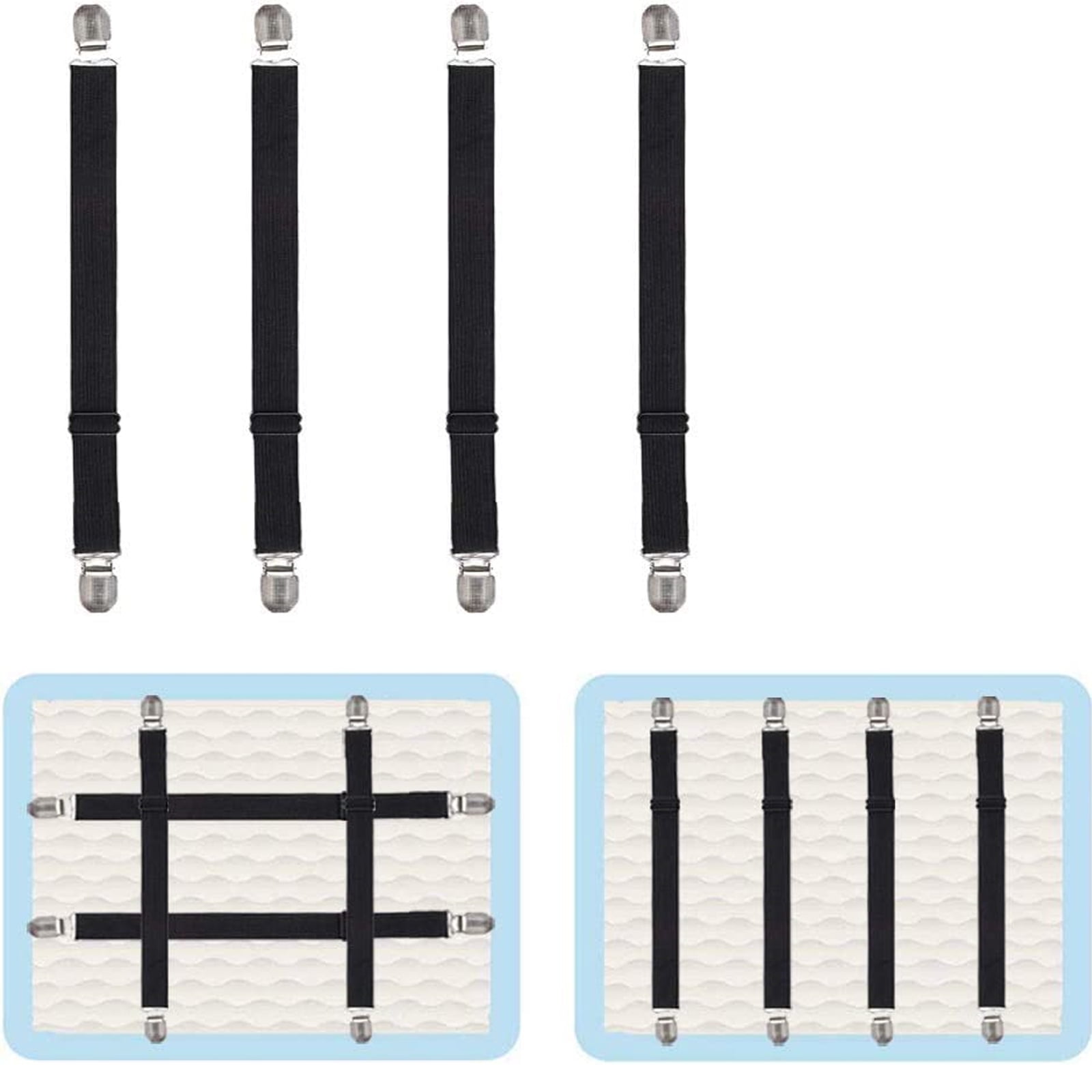 4Pcs Adjustable Bed Sheet Straps Clips, Elastic Mattress Sheet ...