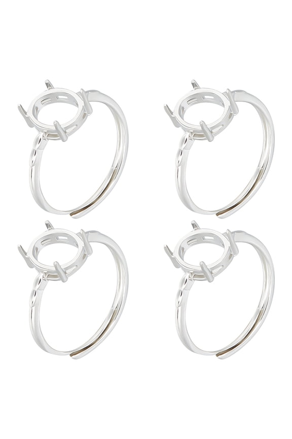 4Pcs Adjustable Brass Pad Ring Settings Prong Ring Settings Oval Platinum Inner Diameter: 17.6mm Tray: 7.5x6mm