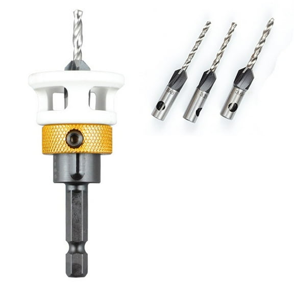 4Pcs Adjustable Countersink Drill Bits with Depth Stop Hex Shank for Woodworking
