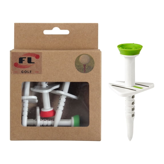 4Pcs Adjustable Plastic Golf Tees, 3.03 Inch Unbreakable Step Tees with Scale & Triangular Stabilizer Base, Reusable Durable Golf Tee Pegs, High-Visibility Green